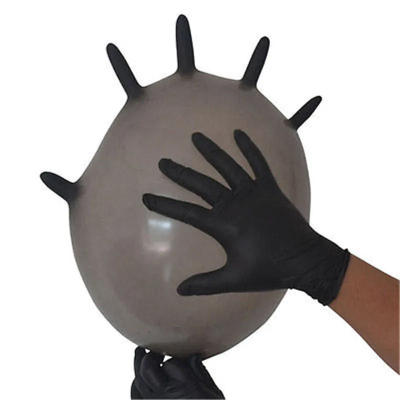 100 шт одноразовые нитриловые перчатки черные водонепроницаемые домашние мужские женские перчатки для медицинского механика ремонтник рабочие перчатки