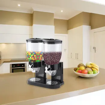 

Double Chambers Dry Food Cereal Dispenser Airtight Kitchen Storage Twin Container Dual Control For Oatmeal Candy Granola Nuts