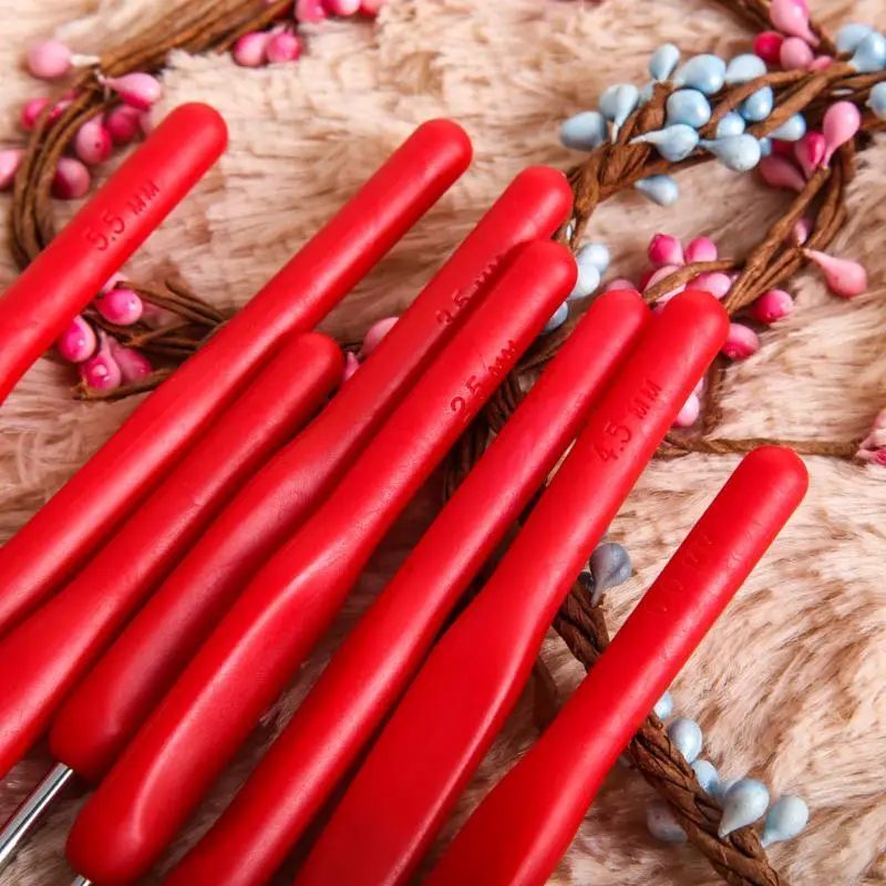 8 размеров Алюминиевые крючки для вязания крючком DIY Мягкие пластиковые вязаные бамбуковые ручки спицы плетение ремесло швейный набор ремесла вязальные инструменты