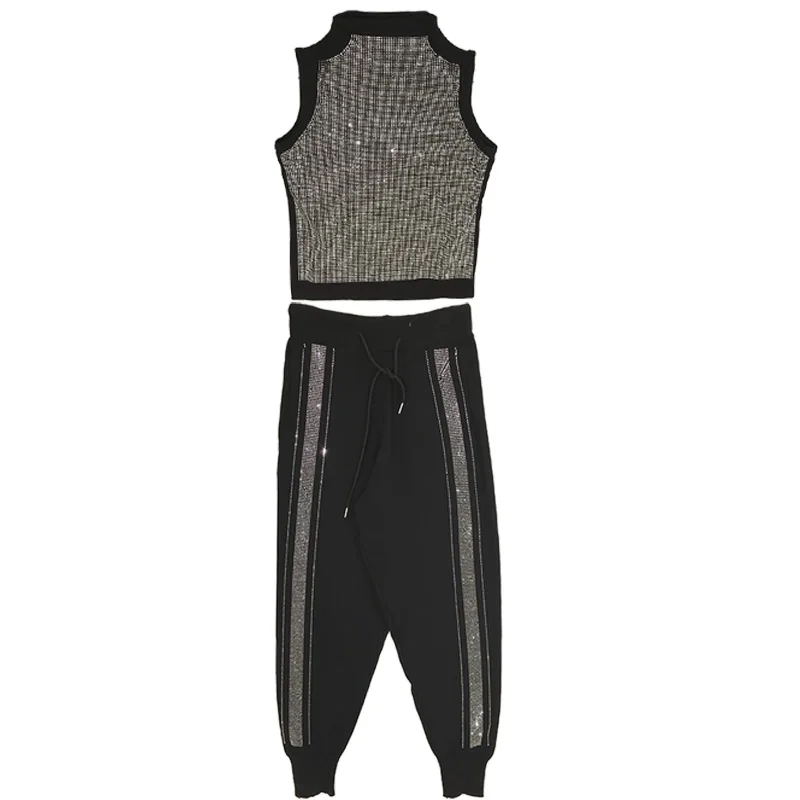 ALPHALMODA Модный трикотажный Костюм женский комплект из двух предметов 2019 летний