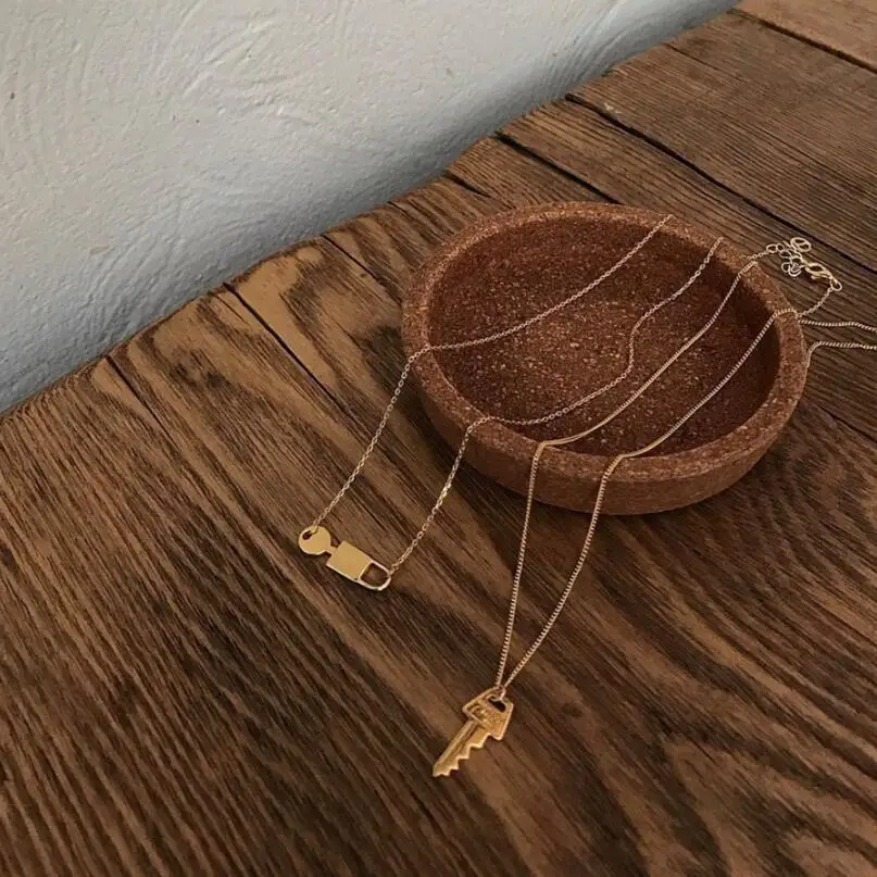 

New Arrivals 925 Silver Necklace Woman Short Chian Key Lock Pendant Necklace Fashion Charm Choker Gold Silver Silver Necklace