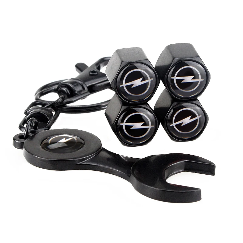 

Auto Accessories Cars Keychain Wrench 4pcs Set Metal Car Styling Wheel Tire Valves Caps Stems for OPEL Aglia Corsa Astra Astra