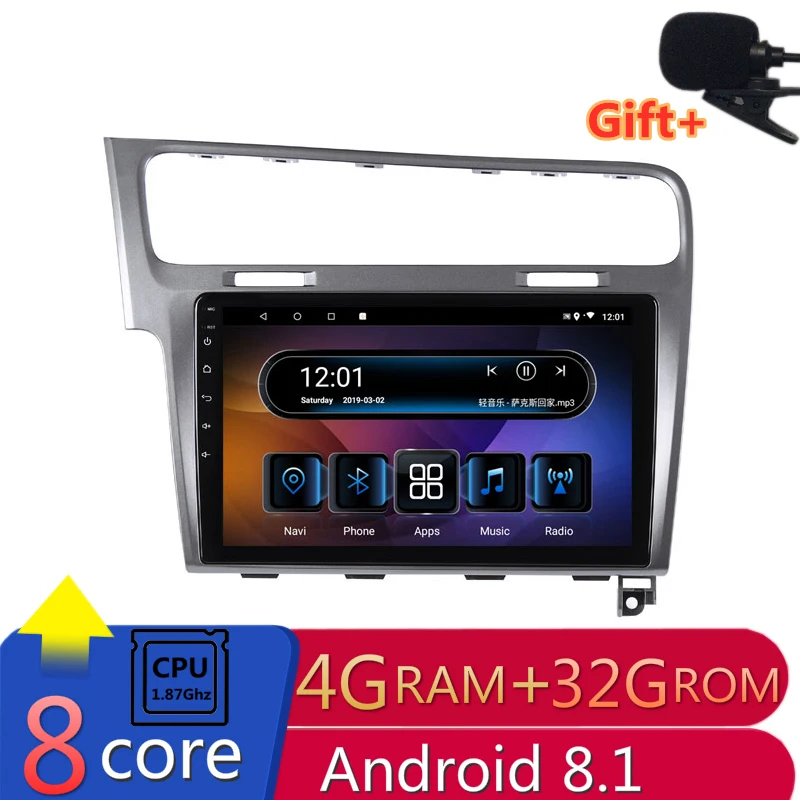 

10" 4G RAM 2.5D IPS 8 Core Android 8.1 Car DVD Multimedia Player GPS For Volkswagen VW Golf 7 2013 2014 2015 radio navigaton