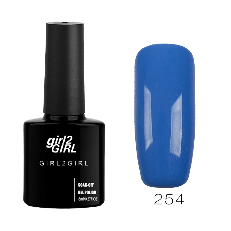 Гель-лак для ногтей Girl2girl, 8 мл, замачиваемый УФ-гель для ногтей, Гель-лак для маникюра, Гель-лак для ногтей, синий набор - Цвет: 254