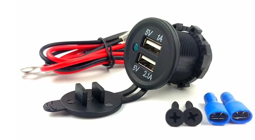 

Auto Vehicle Phone Charger Refit Accessories Double Aperture Car Motorcycle / RV Ship Universal Dual USB Chargers