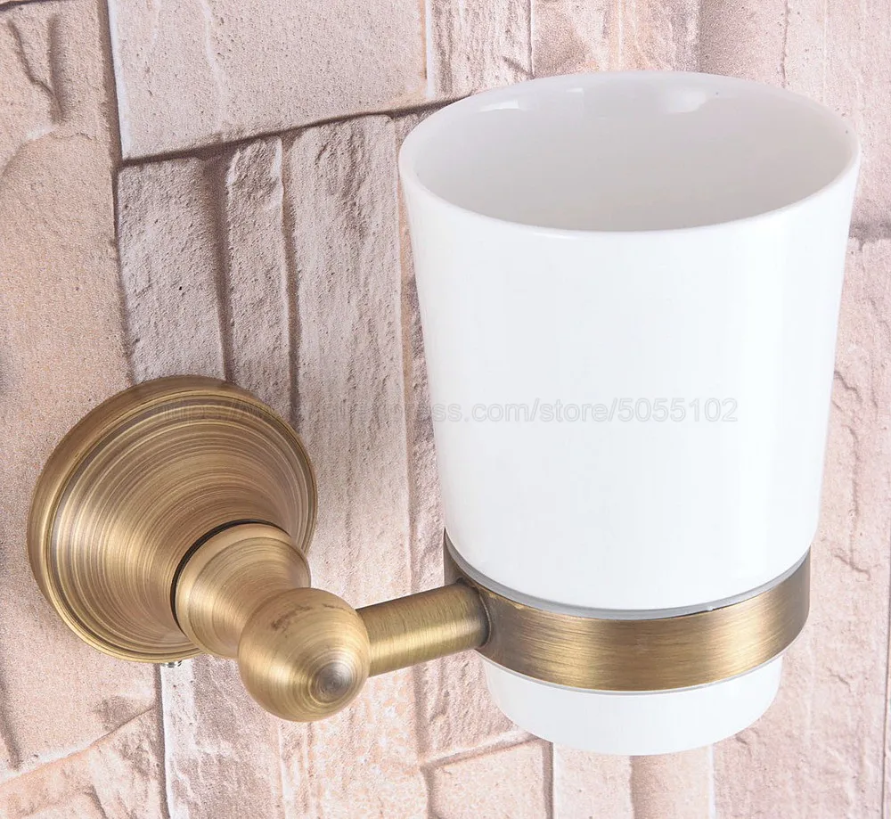 Bathroom Cup Holder Antique Brass Ceramic Single Cup Holder Bathroom