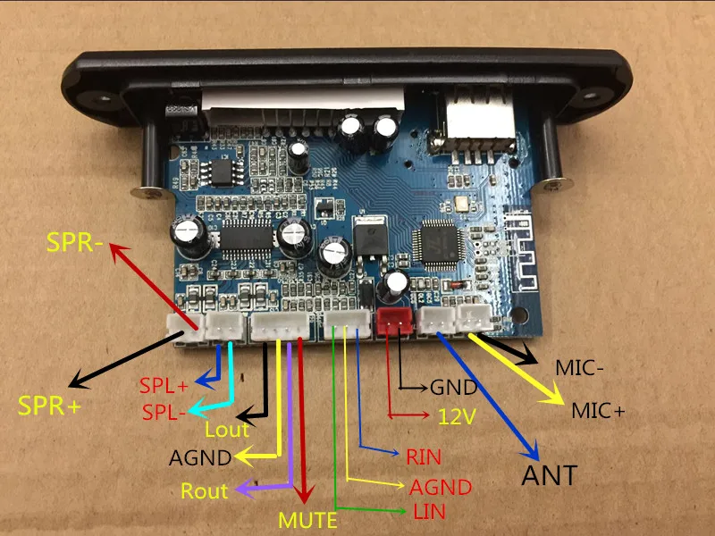 12V / 1A адаптер USB TF беспроводной Bluetooth WMA APE FLAC WAV декодер плата автомобильный аудио