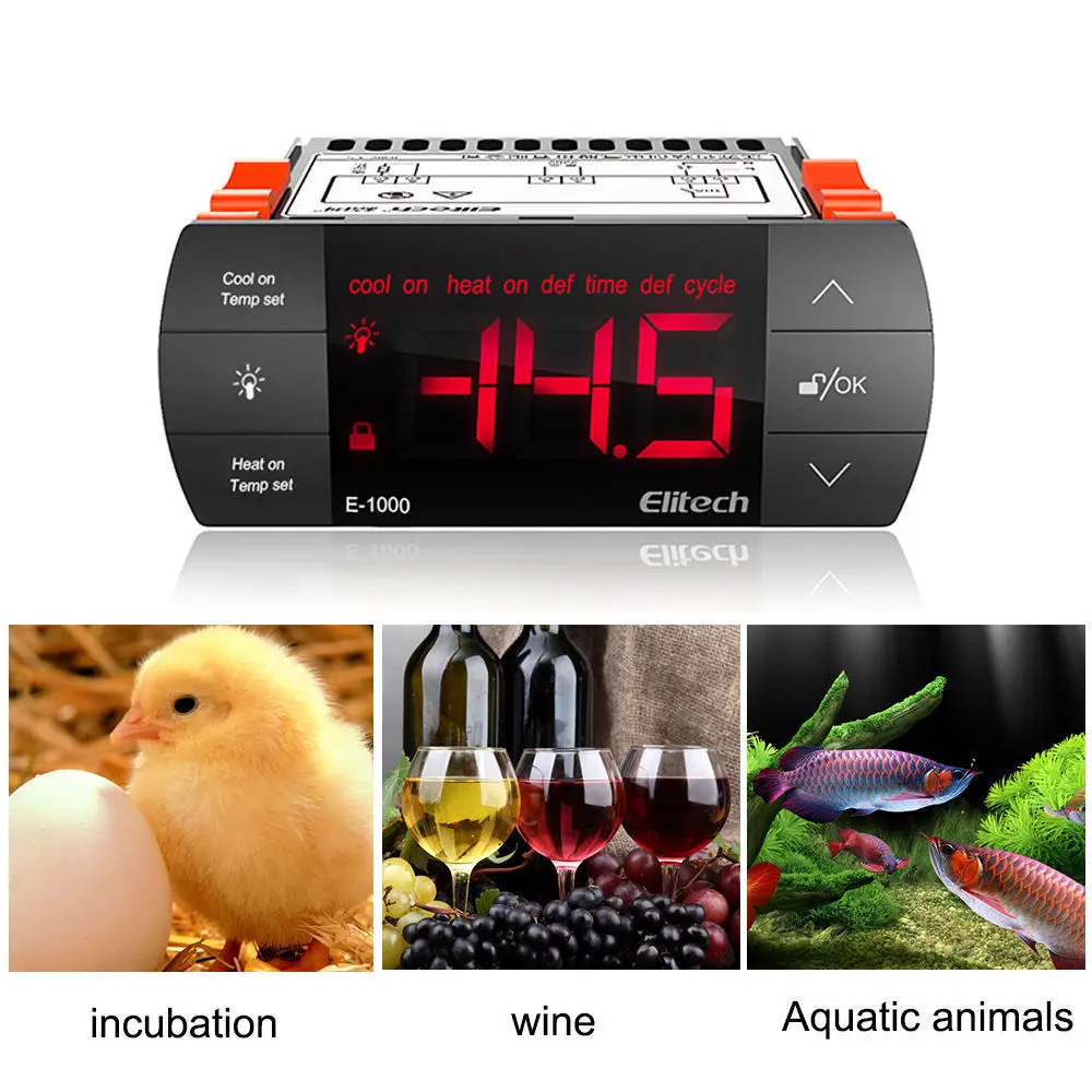 

220V Touch Light Control Waterproof Panel Thermostat Temperature Controller Defrosting Measuring Range -50~90 Degree + Sensor