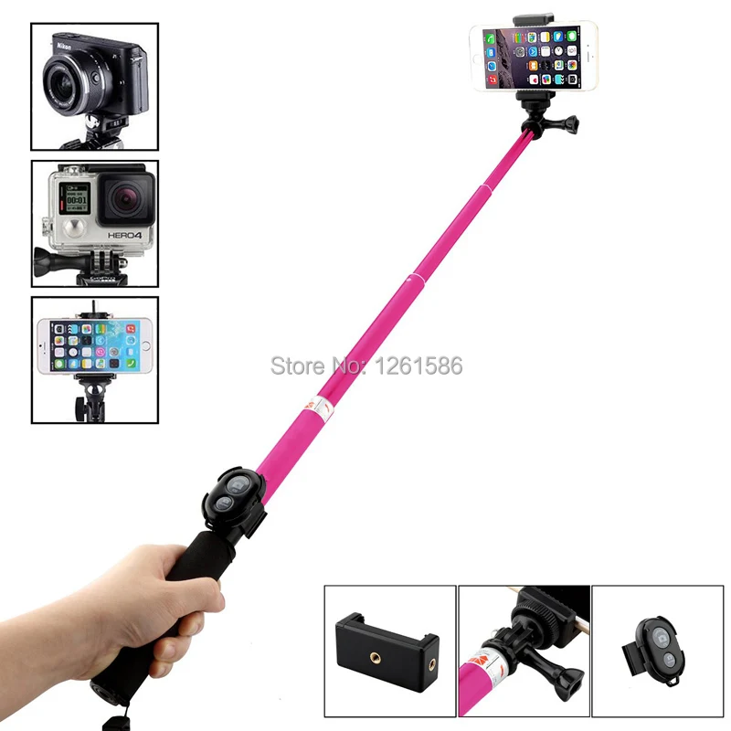 telefone bluetooth remoto câmera obturador selfie vara