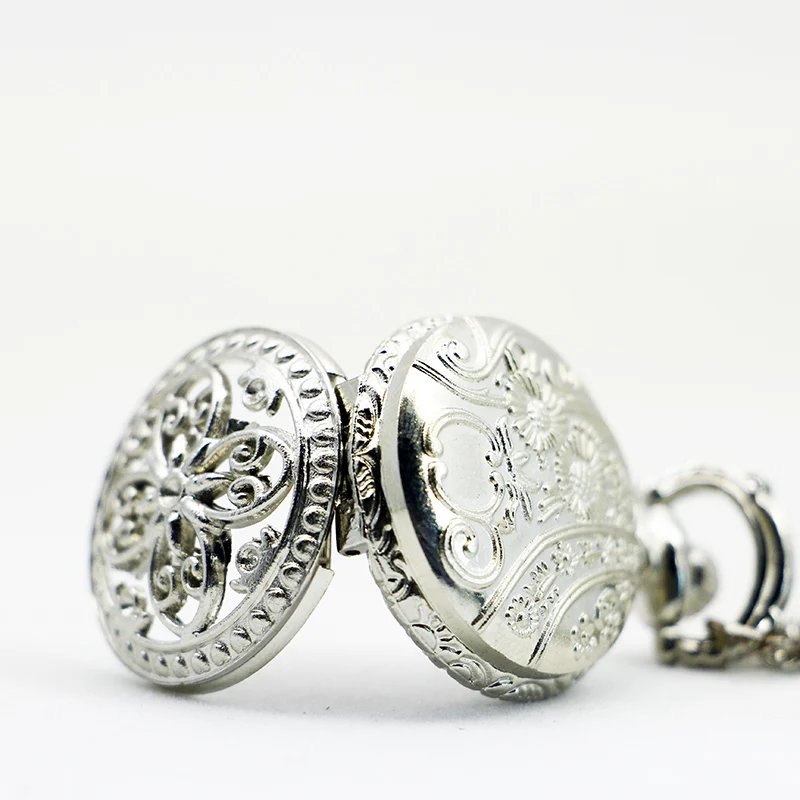 Изысканный бронзовый Винтаж вырезка Роза в полный Bloom полые кварцевые карманные часы цепочки и ожерелья цепи для женщин леди подарок TD2110