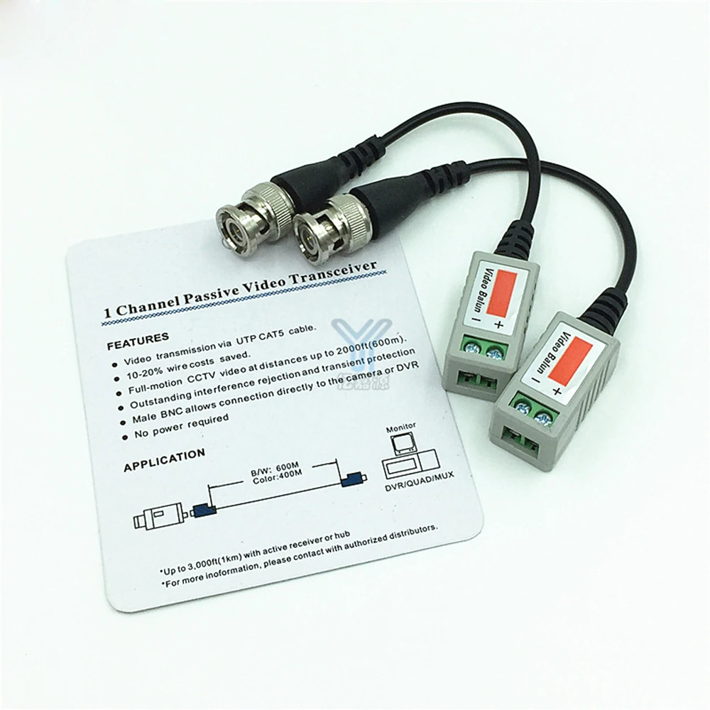 2 предмета (1 пара) пассивная камера видеонаблюдения Видео трансформатор из BNC соединитель коаксиальный кабель адаптер
