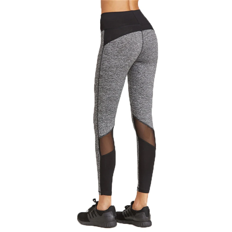Gray Fitness Sport Running Tights Skinny Yoga Pants Women Leggings Wear