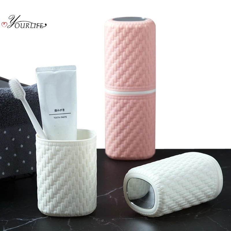 

OYOURLIFE Bathroom Toothbrush Storage Box With Mirror Outdoor Travel Tooth Brush Organization Case Toothbrush Protect Container