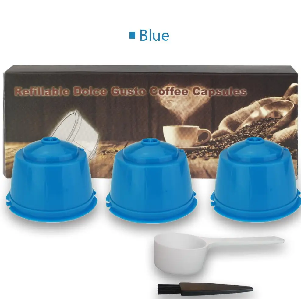 3 pcs with box 3/6 шт. многоразового combinacapsule Кофе капсула nescafe 6 цветов Dolce Gusto многоразового пользования капсулы Dolce Gusto капсулы 1 ложка+ 1 щетка - Цвет: 3 pcs with box