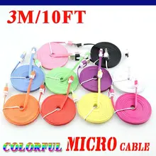 3 м 10ft микро USB кабель для быстрой зарядки передачи и синхронизации данных плоский тонкий кабель для samsung Xiaomi Huawei Android телефон кабели 100 шт