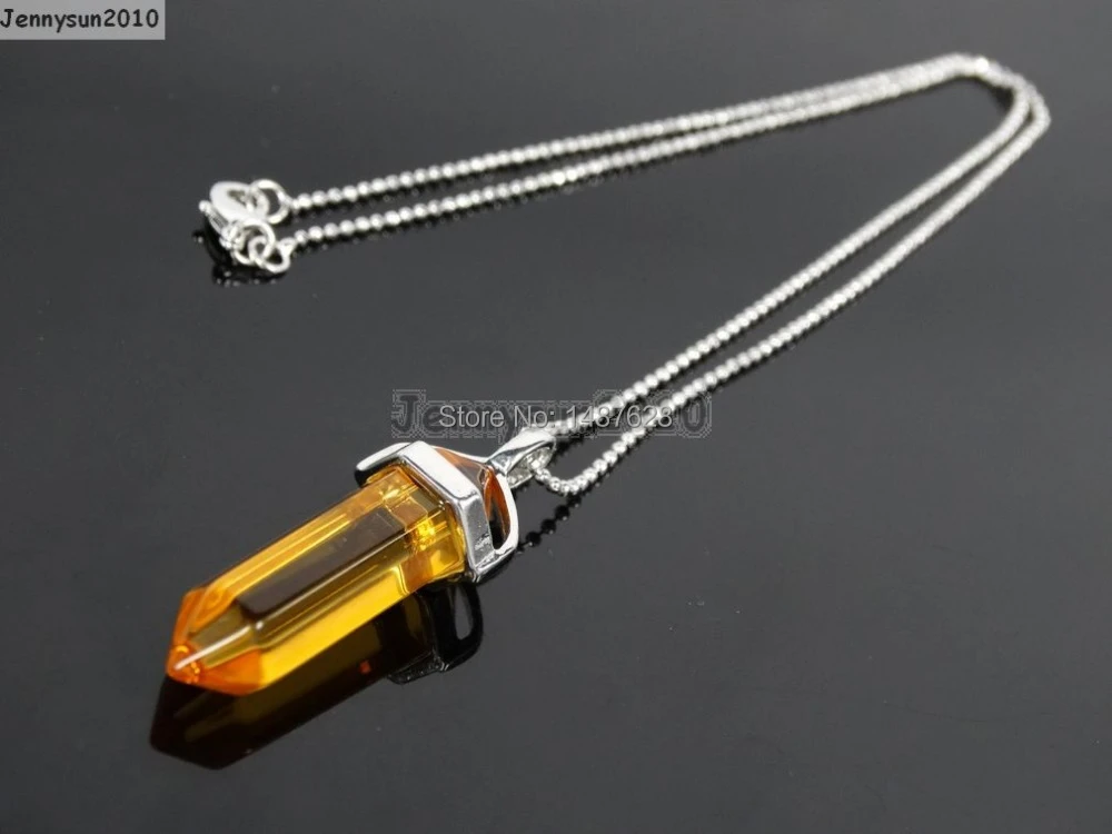 Piedras Preciosas Naturales Hexagonal Pirámide Señaló cuentas colgante de curación reiki chakras