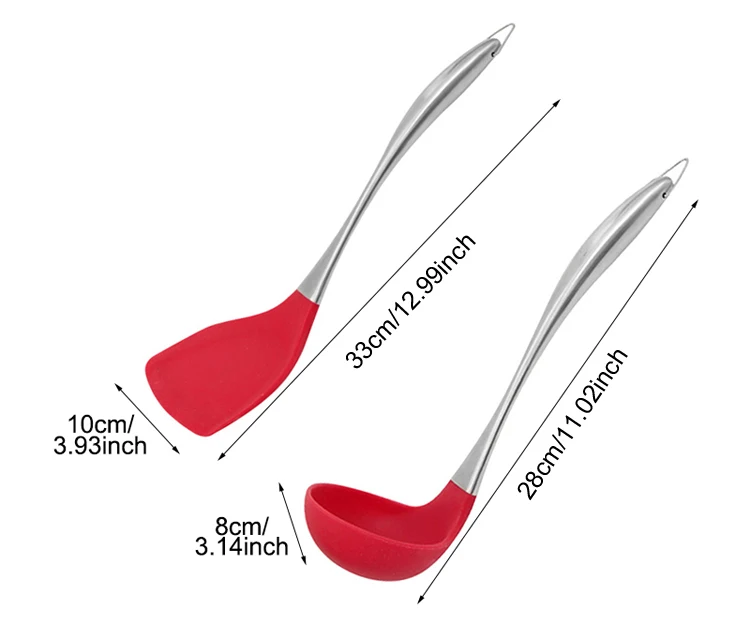 2 шт./компл. силиконовые инструменты для приготовления пищи посуда из нержавеющей стали Ручка Совок Ложка антипригарный ковш Тернер кухонная посуда