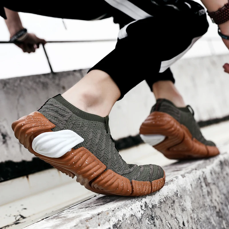 Brand New Style Adult Autumn Casual Shoes For Men Fly Weave Sock Comfortable Footware Unisex Mesh Male Shoes Outdoor