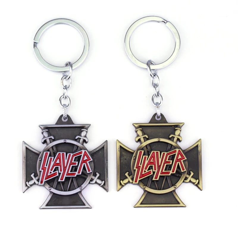 

MQCHUN Jewelry Music Band Slayer Keychain Fashion Speed Killer Thrash Metal Rock Band Slayer Logo Key Chain Keyring Gift For Men