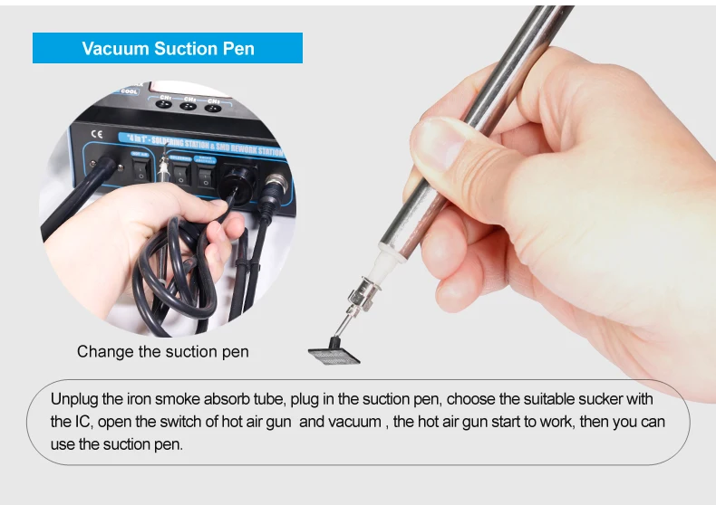 YIHUA 992DA+ LCD Soldering Station With Smoking Solder Iron Vacuum Pen