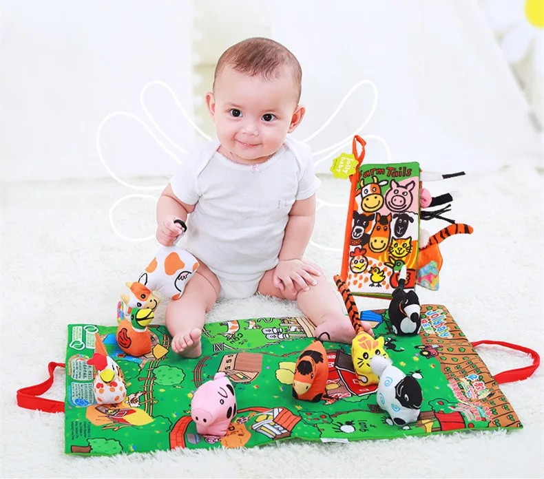 

Kids Baby Soft Activity Unfolding Cloth Animal Tails Books Infant Early Educational Toys for Children 0-12 Month Gift DS29