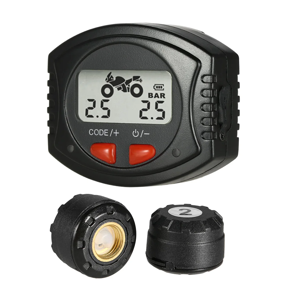 Беспроводная система контроля давления в шинах TPMS для мотоцикла ЖК дисплей блок