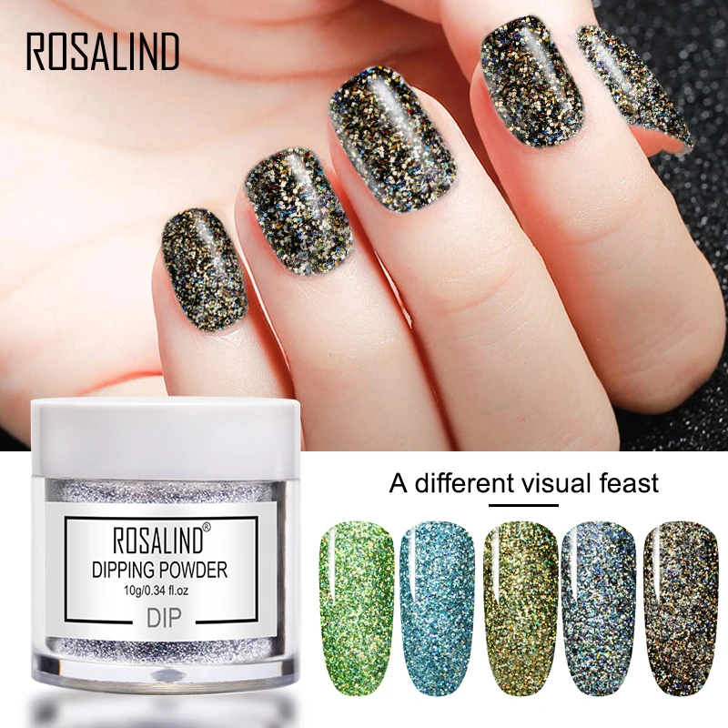 

Rosalind12 Colors 10ml/Bottle Nail Glitters Dipping Powder Colorful Nail Powders Dust With Glitters