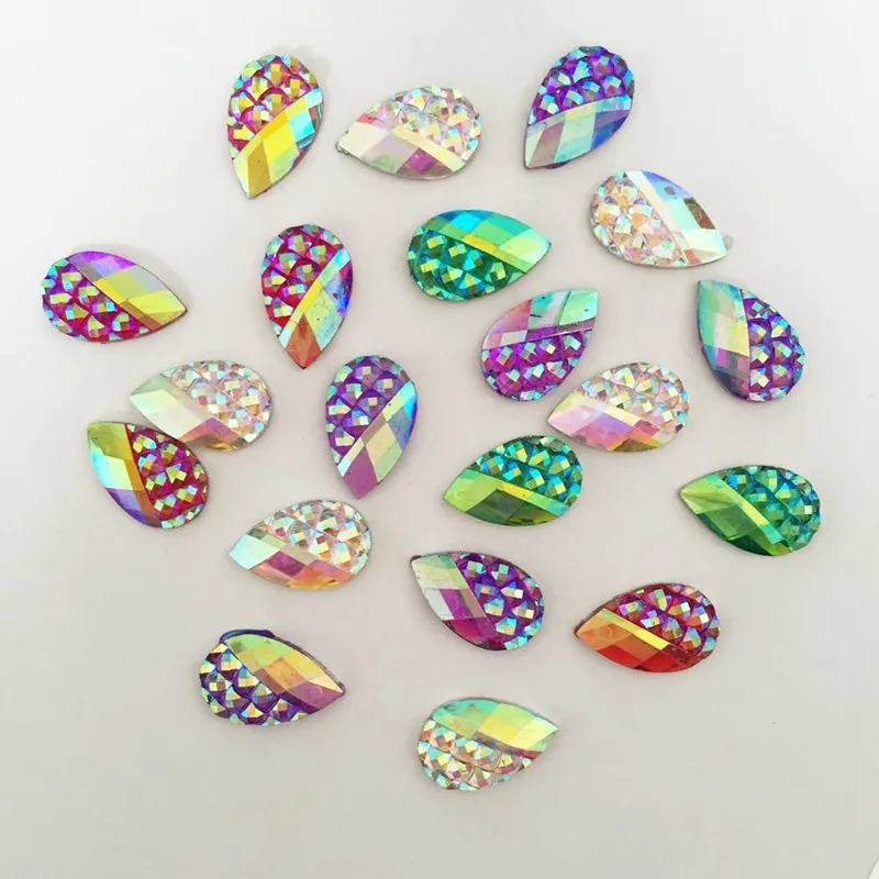 

Resin 250PCS 8mm*13mm AB Drop shape Flatback Rhinestone Wedding decoration DIY C98*5