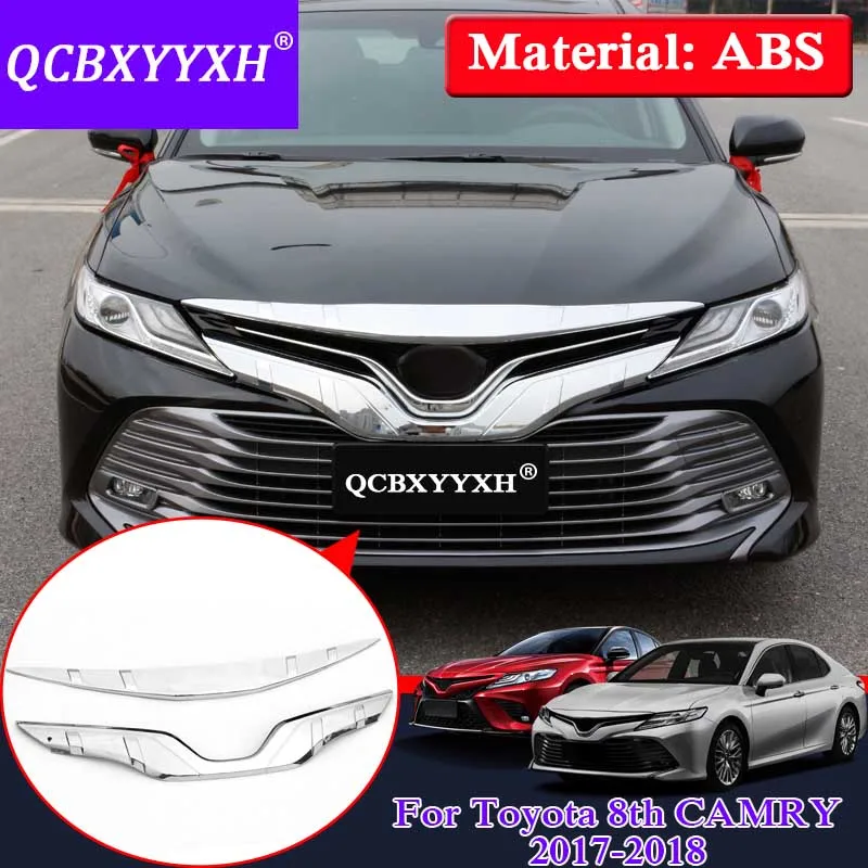 

QCBXYYXH Car Styling ABS Chrome Front Grille Hood Engine Cover Trim For Toyota Camry 2017 2018 External Sequins Accessories
