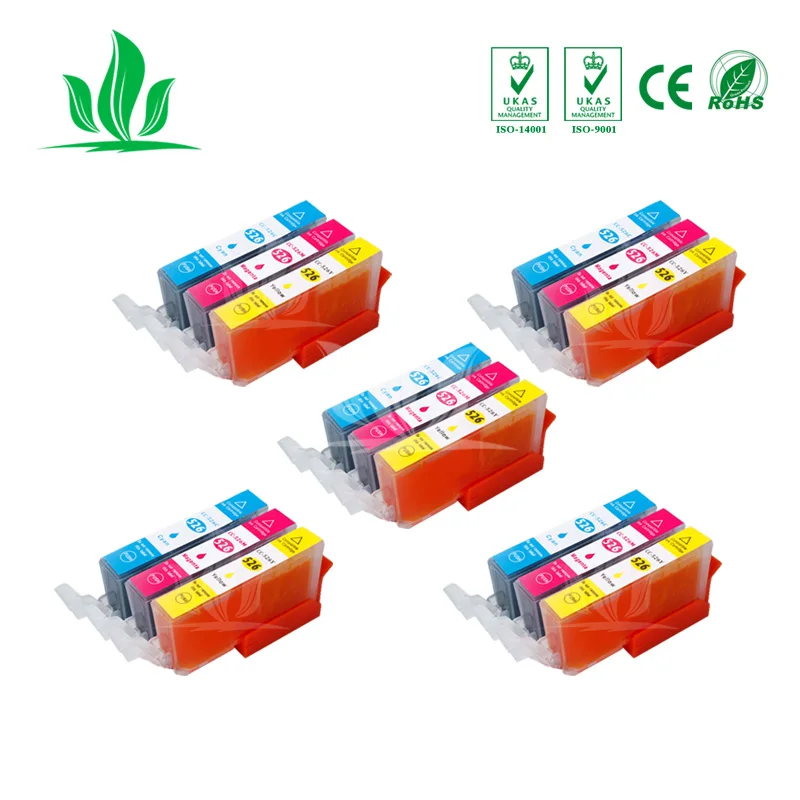 

525XL 15PCS CMY COMPATIBLE Ink Cartrdge PGI525 for canon iP4850 iX6250 MX715 MG5150 MG6250 MG5200 MX885 iP4950