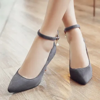 

Big Size 11 12 13 14 15 16 17 ladies high heels women shoes woman pumps Tip-top, shallow-mouth, fine-heeled one-word buckle