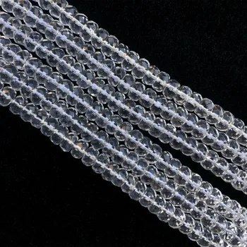 

AAA High Quality Natural Genuine Clear White Crystal Rock Quartz Rondelle Jewelery Loose Faceted Beads 15"