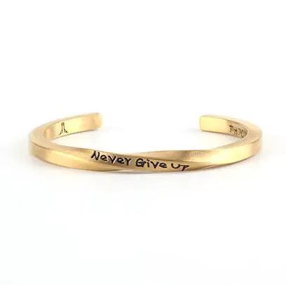 Винтажный Браслет манжета из нержавеющей стали с надписью NEVER GIVE UP|bracelet bangle for