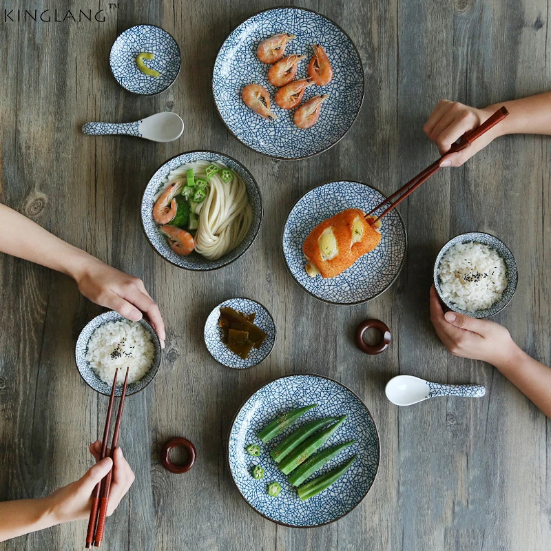 4 Pcs Japanese Sushi Plate Dinnerware Set White With Chinese Calligraphy Design
