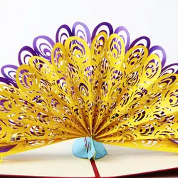 Модные 3D Животные Павлин поздравительная открытка всплывающие ручной работы бумага книги по искусству резьба подарок на день рождения