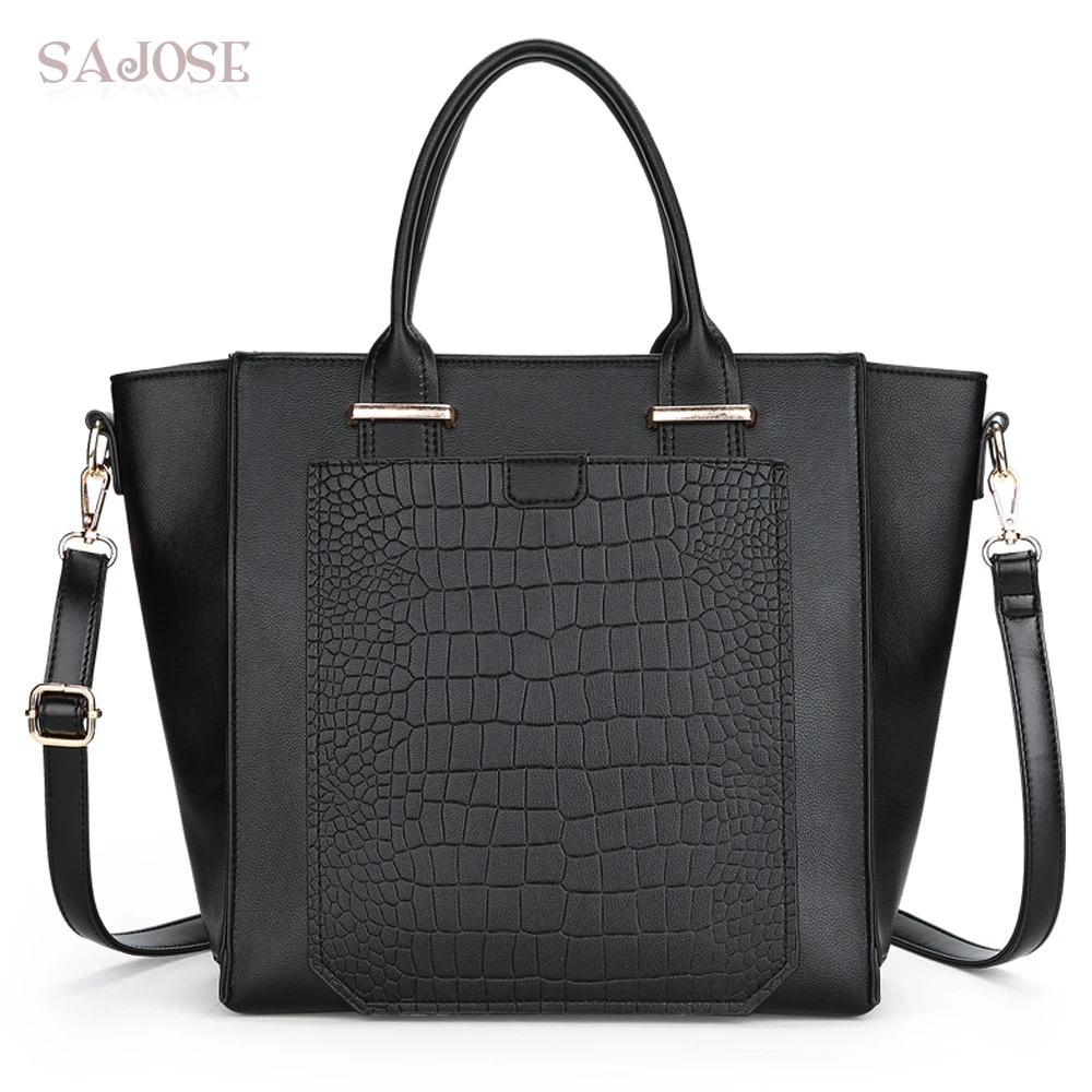 

Women Leather Handbag Famous Brand Fashion Designer Totes Bag Female Crocodile Pattern Women's Shoulder Messenger Bags SAJOSE