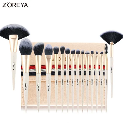 ZOREYA Makeup Brush Set 16pcs Premium Make Up Brushes Powder Foundation Fan Eyeshadow Blending brush New - Handle Color: ZY151