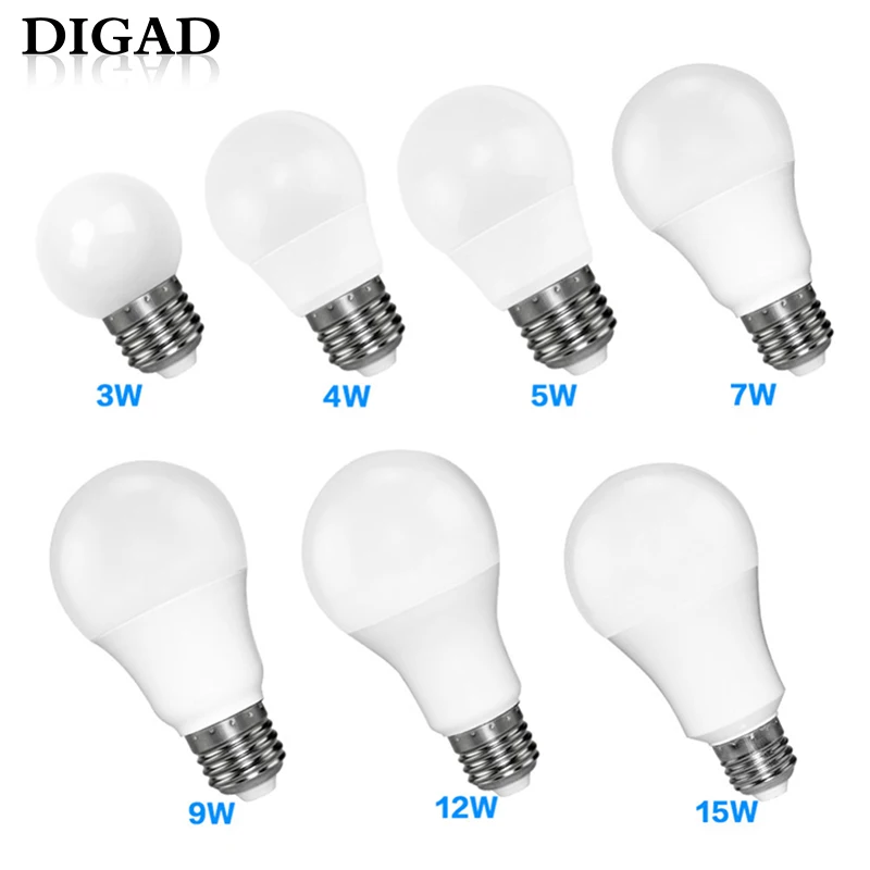 

DIGAD LED E14 LED Lamp E27 LED Bulb AC 220V 230V 240V 18W 15W 12W 9W 6W 3W Lampada LED Spotlight Table Lamp Lamps Light