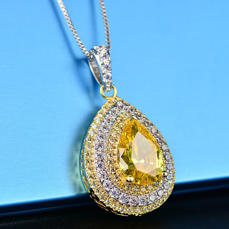 2018 New Vintage Hollow Gold Water Drop Pendant Necklace For Women Inlay AAA Zirconia 925 Silver Chain Palace Luxurious Jewelry Fashion Jewelry