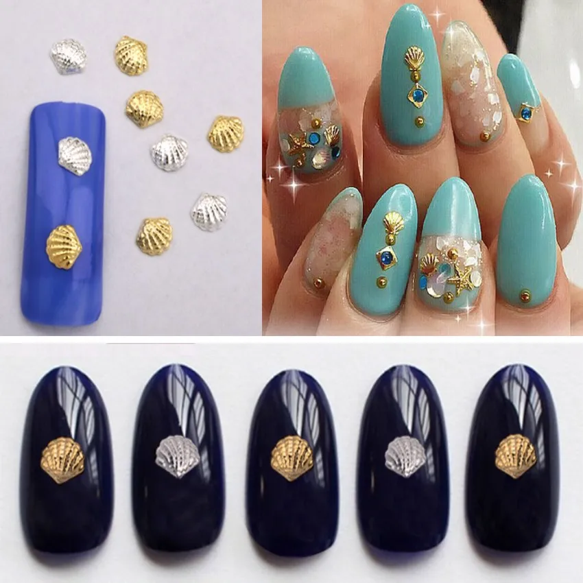 50pcs 3D Gold Silver Metal Nail Art Decoration Accessories Nail