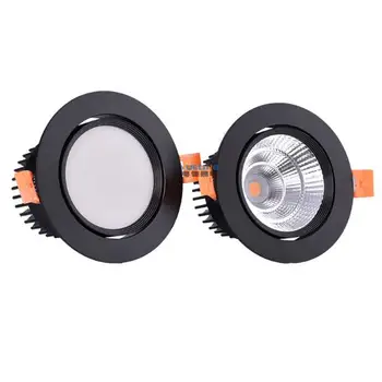 

10pcs black Dimmable Led downlight COB Spot Light 3w 5w 7w 9w 12w 15w ac85-230v recessed led spot Lights Bulbs Indoor Lighting