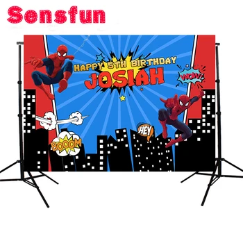 

SXY200 Sensfun camera fotografica Colorful Superhero theme birthday background photo studio Spiderman Backdrops 7x5ft
