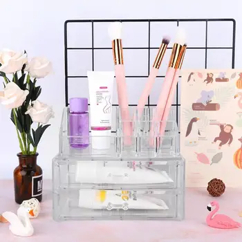 

Transparent Cosmetic Storage Case Drawer Type Lipstick Toner Lotion Holder Container Organizer Cosmetic Storage Box