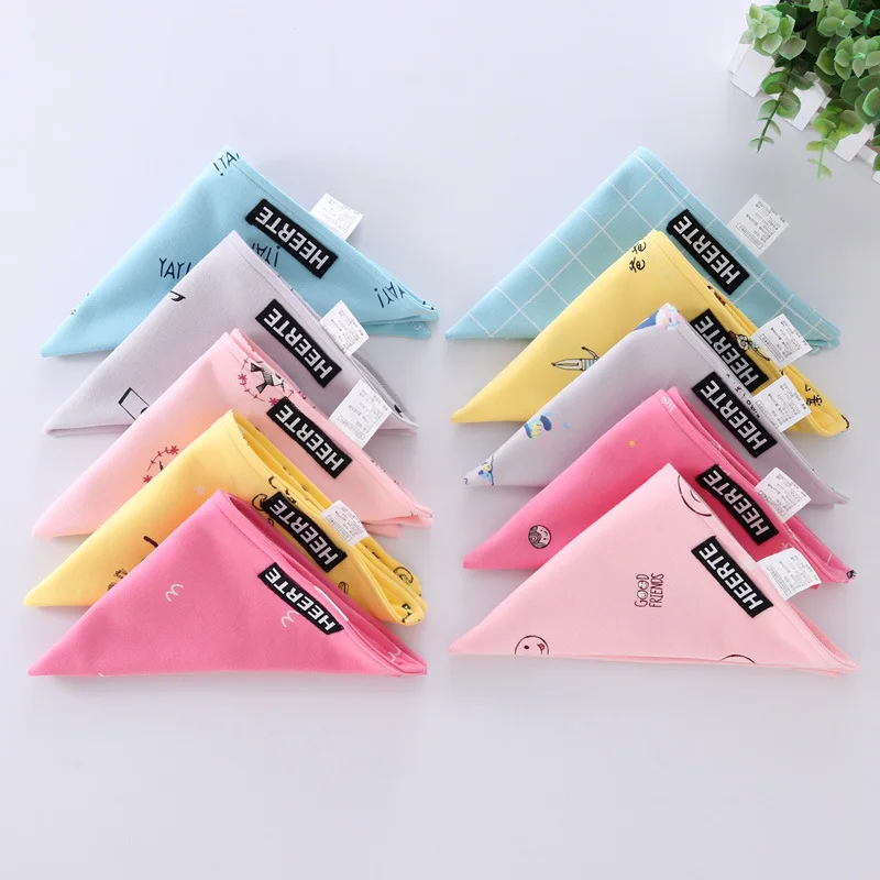 

Baby saliva towel baby triangle towel cotton double-layer snap newborn bib children cartoon bib newborn baby letter print bib