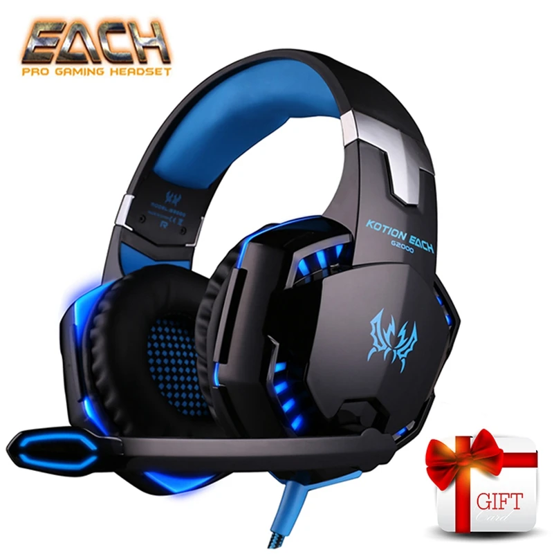 cheap KOTION EACH G2000 Best Computer Stereo Gaming Headphones Deep Bass Game Headset Earphone With Mic LED Light For PS4 PC Gamer