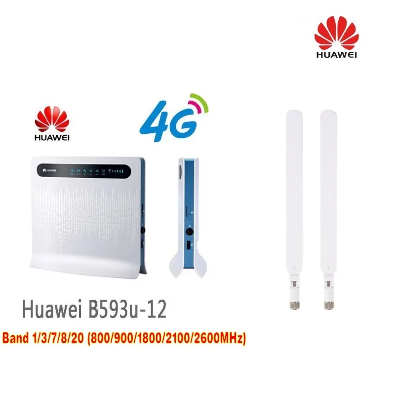 Лот из 100 шт huawei B593u-12 4G LTE беспроводной роутер CPE шлюз 100 Мбит/с WiFi точка доступа сим-карта+ 2 шт B593 4g антенна, DHL