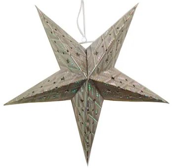 

(1pc only) 60cm(24inch) Silver Creative Paper Star Lanterns Lamps Hanging Wedding Party Winter Holiday Decorations