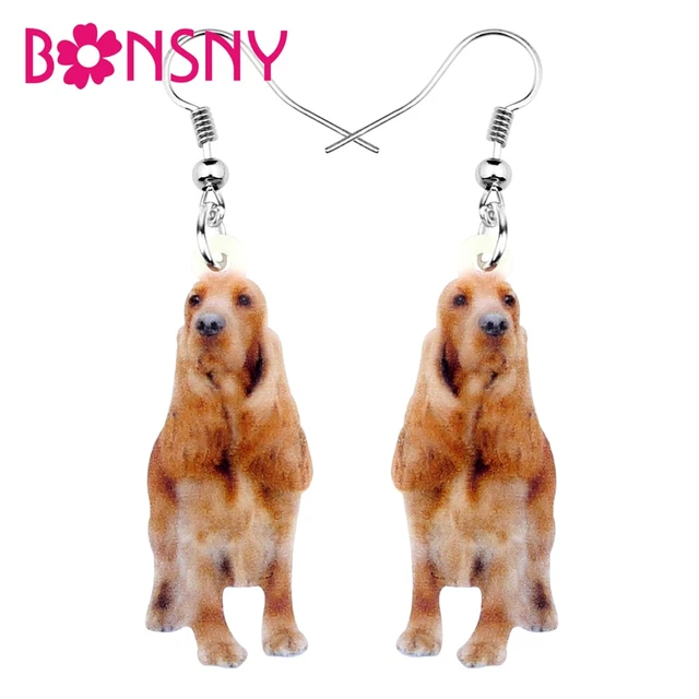 Bonsny Acryl Nette Cocker Hund Ohrringe Big Lange Baumeln Stud Mode Tier  Schmuck Für Frauen Mädchen Liebhaber Geschenk Zubehör - AliExpress