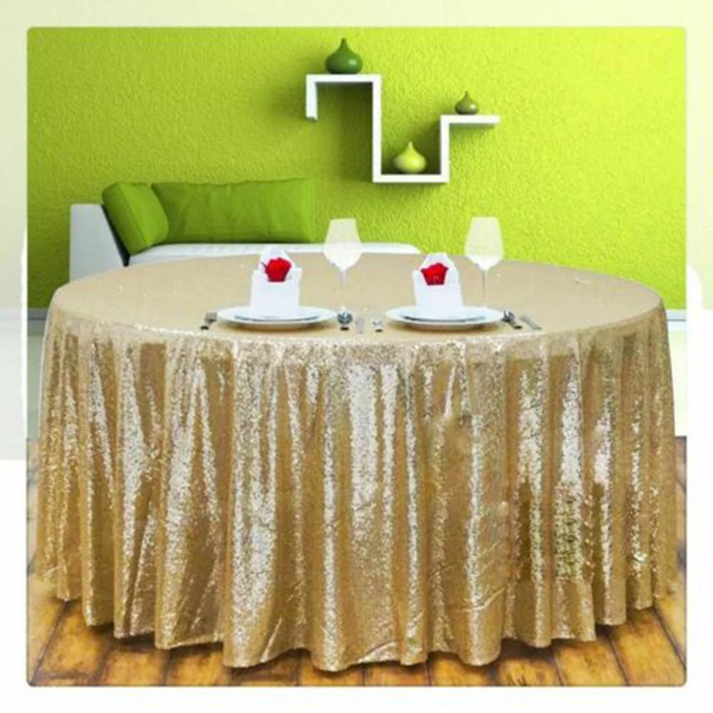بريق جولة الترتر جولة مفرش طاولة غطاء روز الذهب الترتر سماط لحفل الزفاف حدث حزب لوازم الديكور