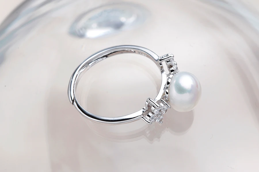 Распродажа! Черные кольца с натуральным пресноводным жемчугом с высоким блеском для женщин, модные серебряные ювелирные изделия, регулируемое обручальное кольцо